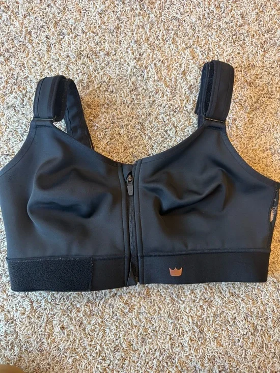 SHEFIT High Impact Ultimate Zip Front Sports Bra Black Size 2Luxe - Picture 7 of 15